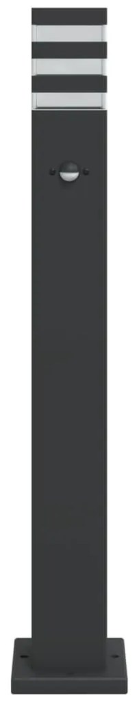 fekete alumínium kültéri állólámpa érzékelővel 80 cm