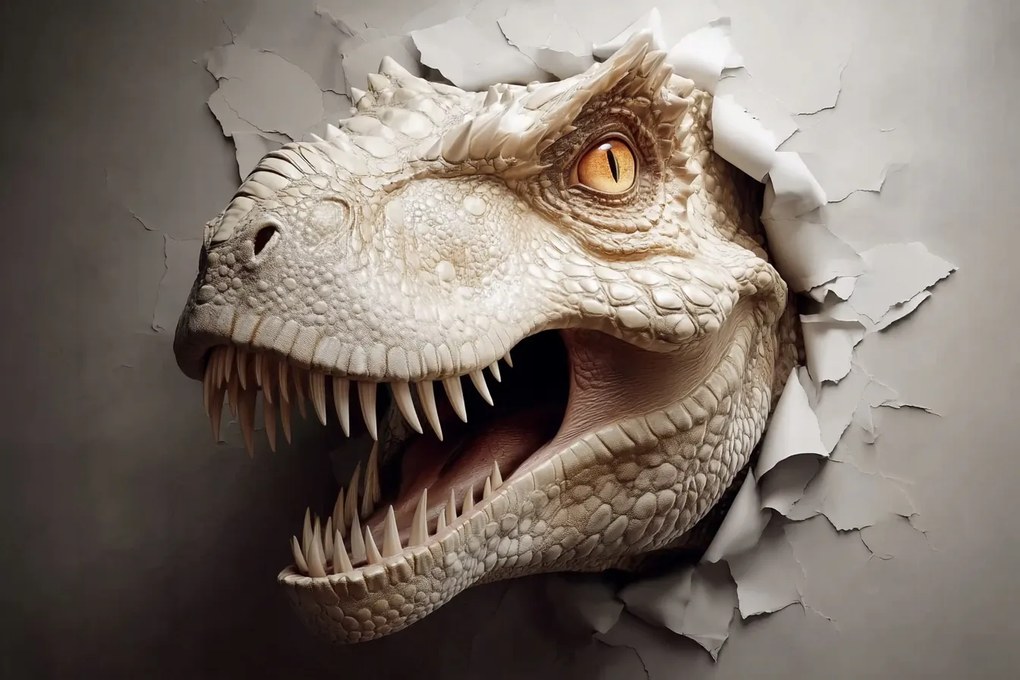 Fotótapéta Flizelina Gyerekek Dinoszaurusz Fal Lyuk Illúzió 3D 104x70,5 ragasztó