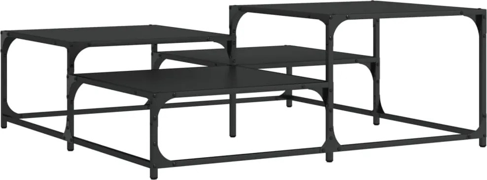 vidaXL fekete szerelt fa dohányzóasztal 107 x 107 x 40 cm