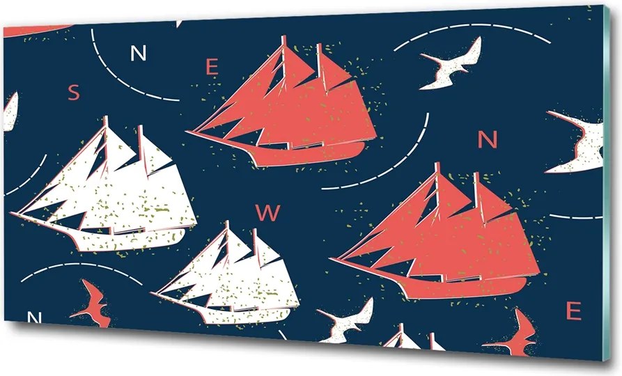 Kép akril üvegen Hajók tengeri madarak