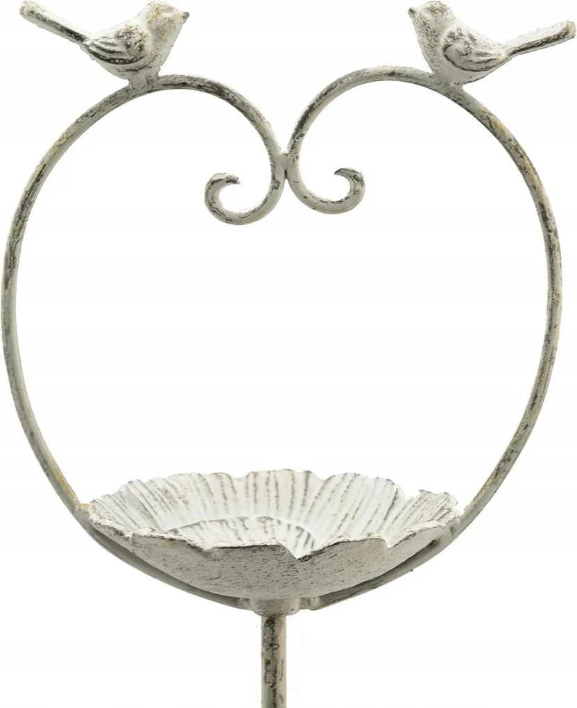 Fehér itató madárfigurákkal, szív alakú 104 cm itató