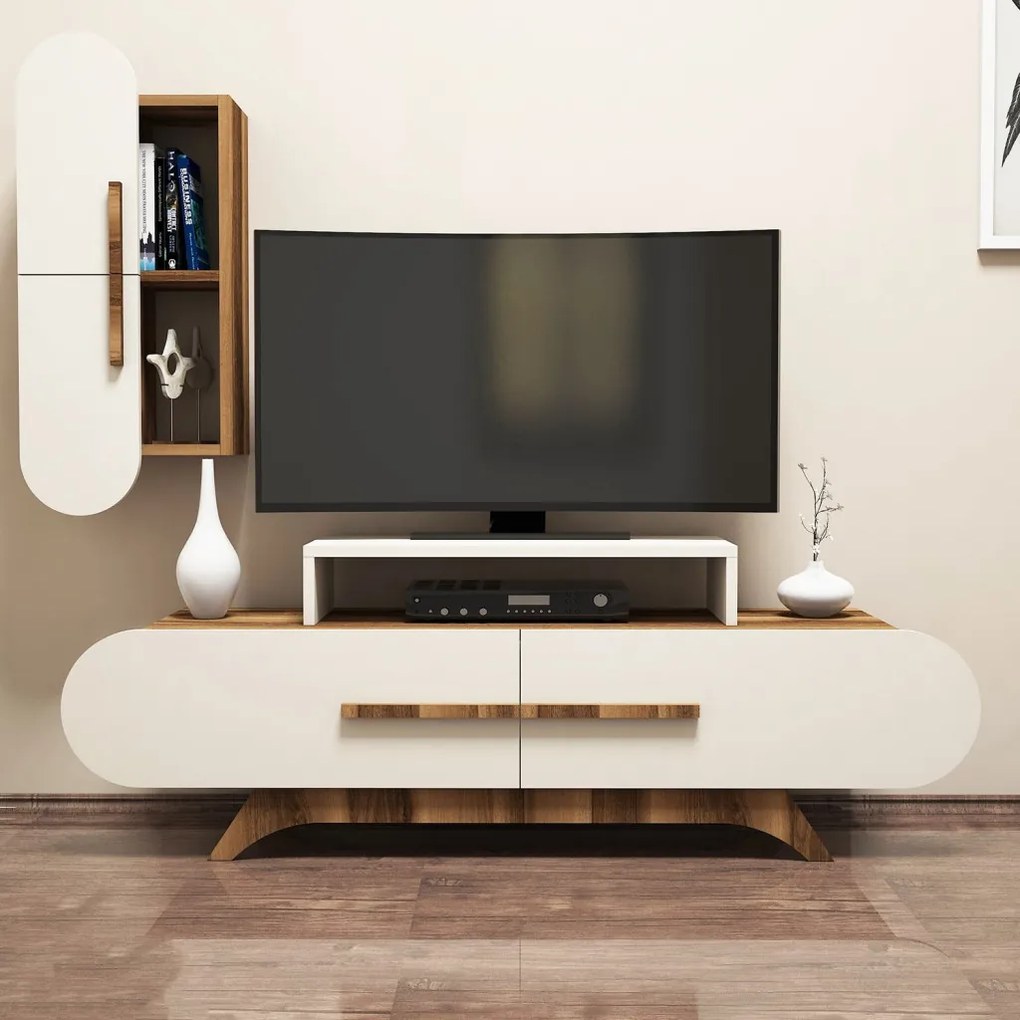 TV-állvány, dió-krém, 145 cm