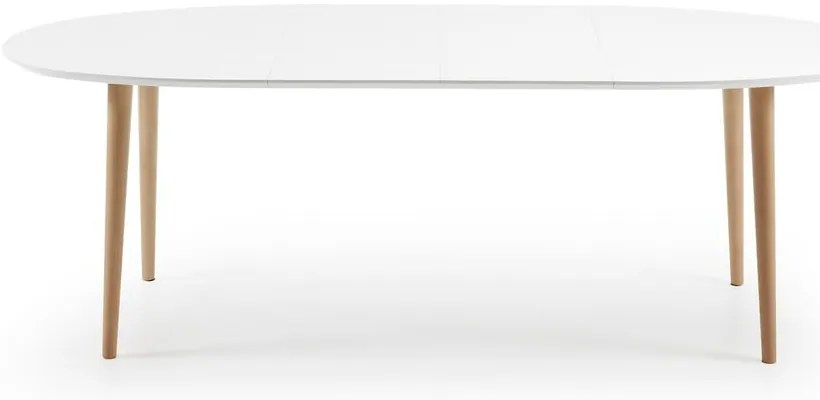 Fehér bővíthető étkezőasztal fehér asztallappal 90x140 cm Oqui – Kave Home