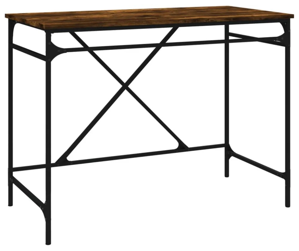 füstös tölgy színű szerelt fa és vas íróasztal 100 x 50 x 75 cm