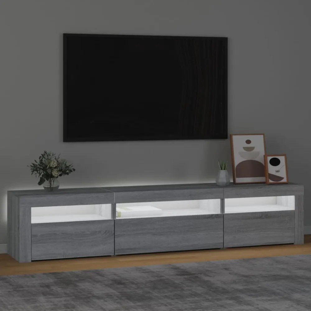 szürke sonoma színű TV-szekrény LED-lámpákkal 195x35x40 cm