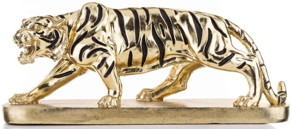 Tropical design nagy méretű arany-fekete tigris szobor otthon dekorációs figura 19x45x12cm