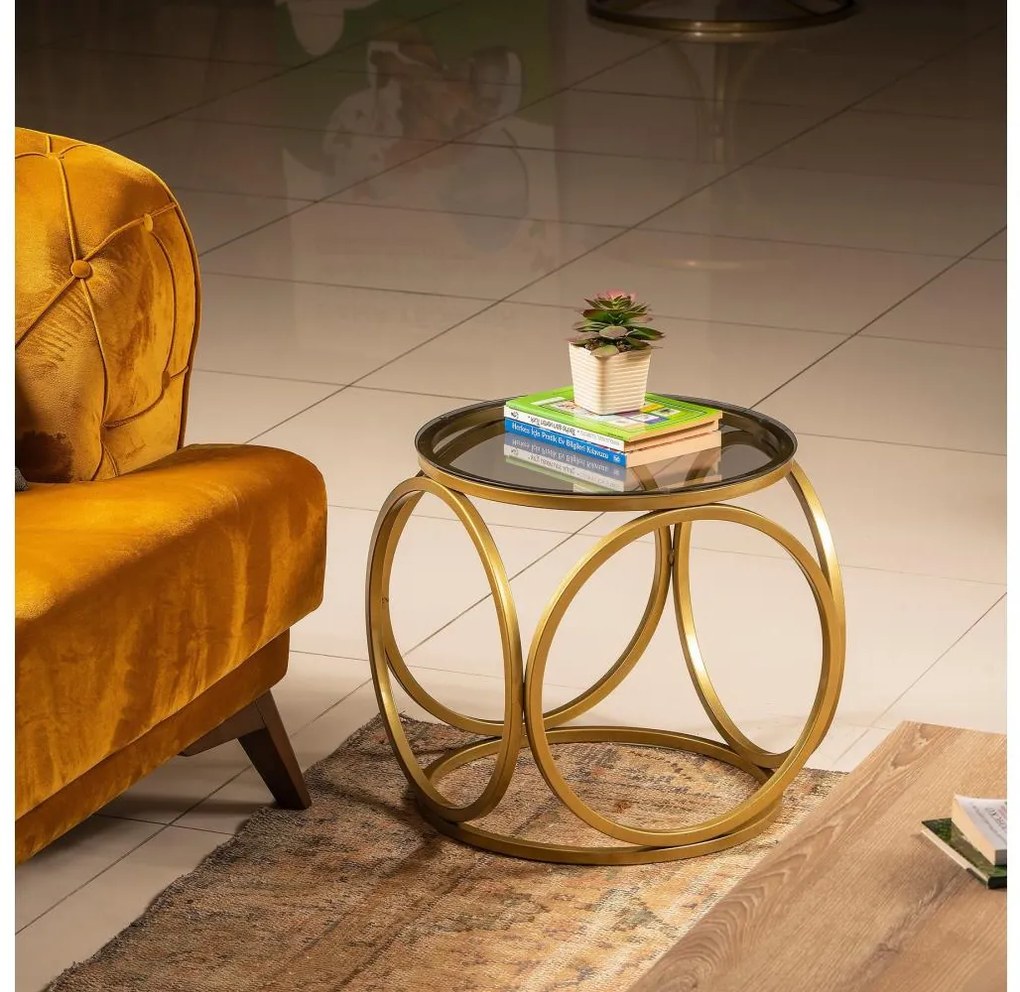 Kisasztal MIMO 40x40 cm arany/fekete