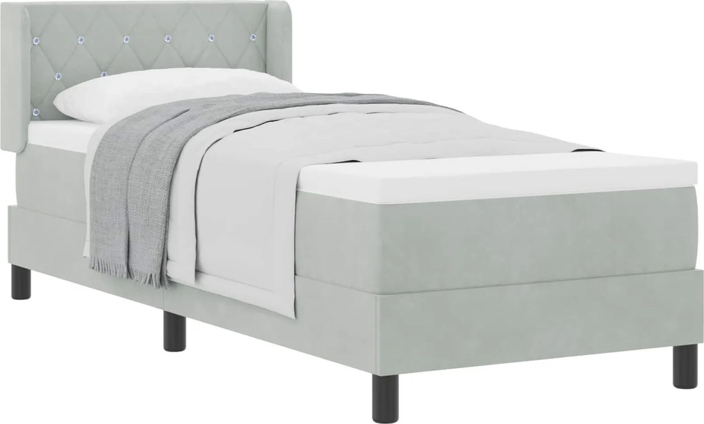 vidaXL Boxrugós ágy matracmal Világosszürke 200 x 80 cm Poliészter