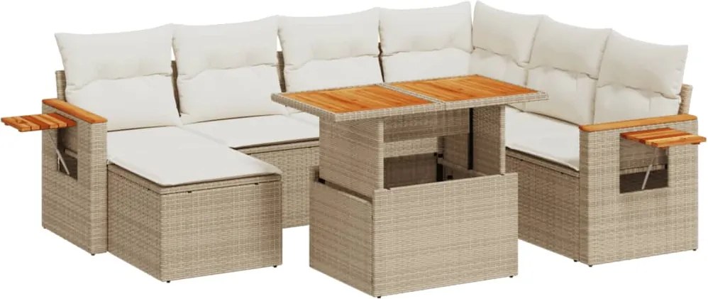 vidaXL 8 részes bézs polyrattan kerti ülőgarnitúra párnával