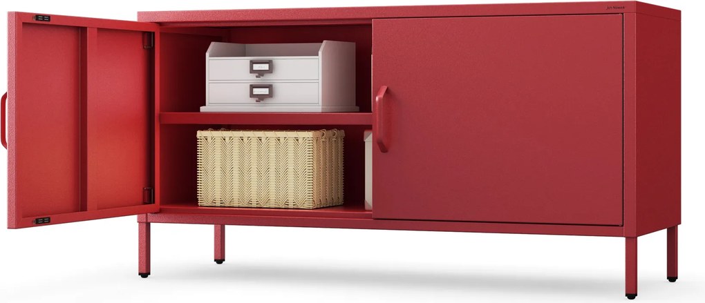 Fém TV-szekrény lábakkal, piros, 1150x595x400 mm: ROSA Modern