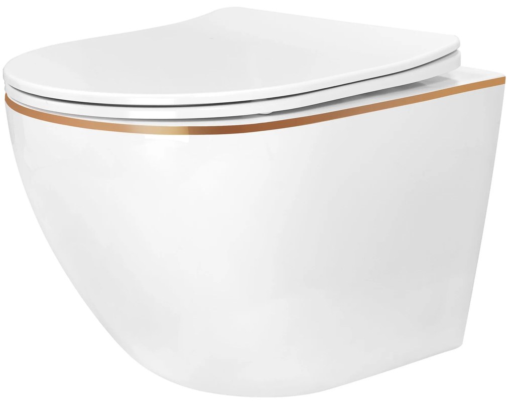 WC CARLO Mini Flat + bidet CARLO Mini White Gold Edge készlet