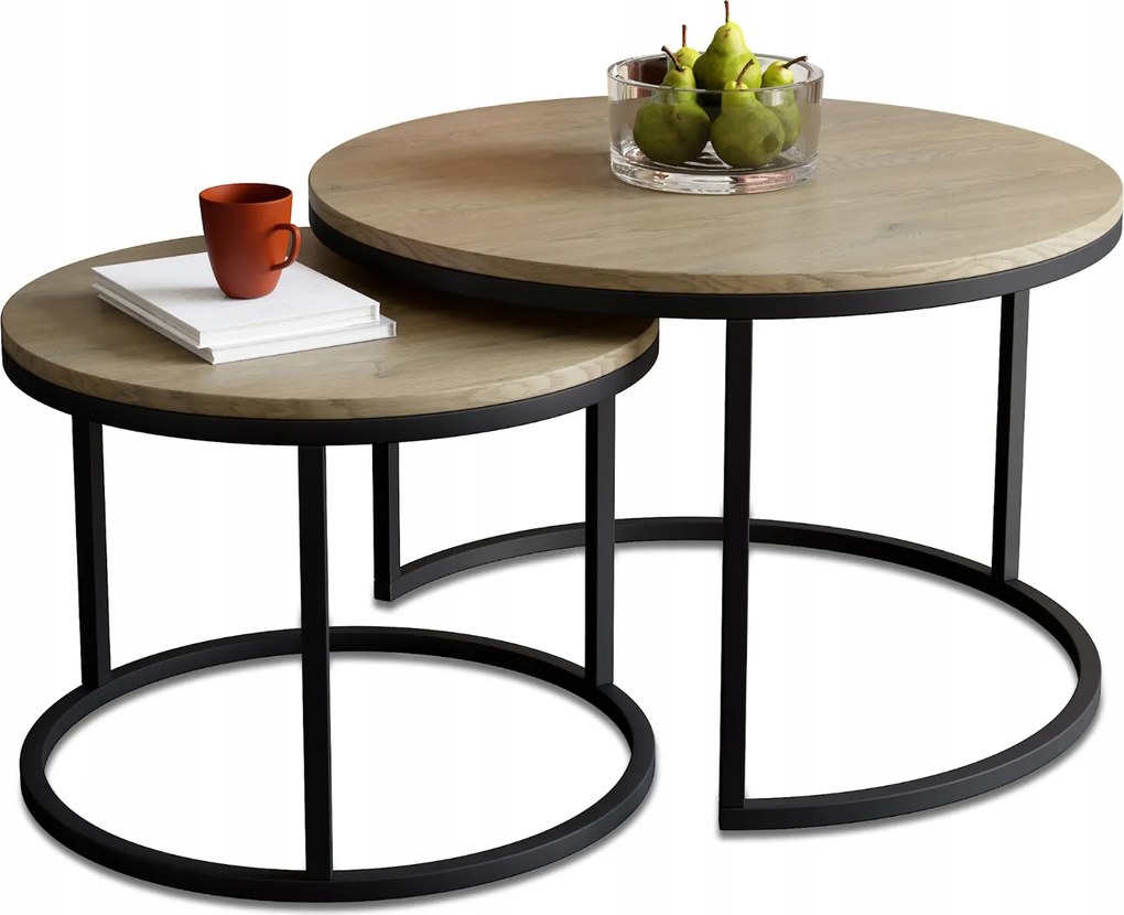 Dohányzóasztal Cremona 2in1 kerek szett Japandi Boho Salon Soft Loft Set