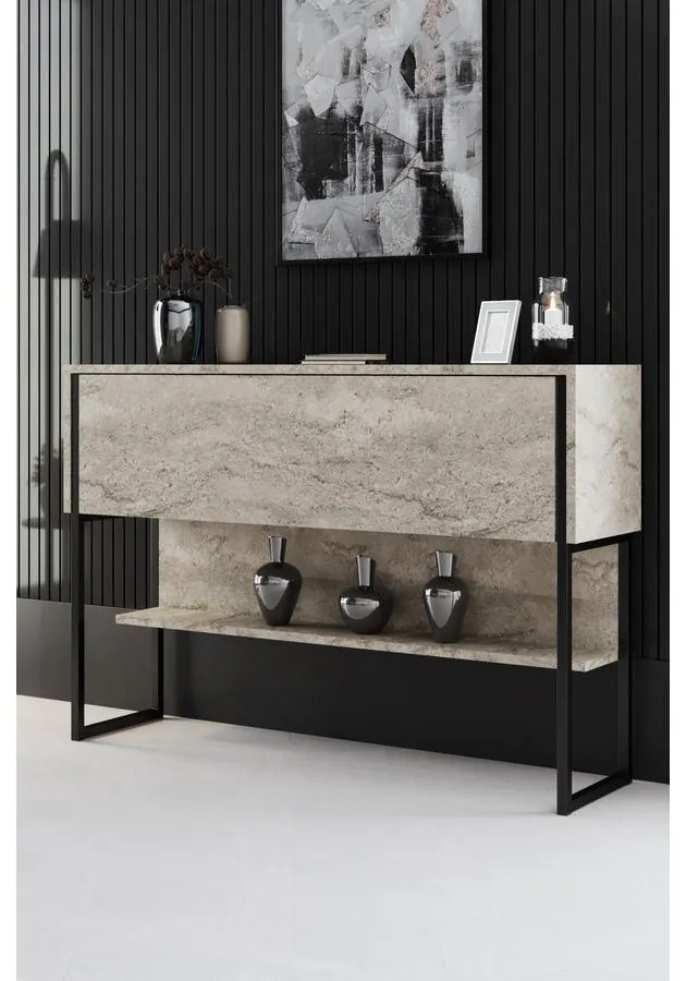 Komód Luxe - Travertine, Black