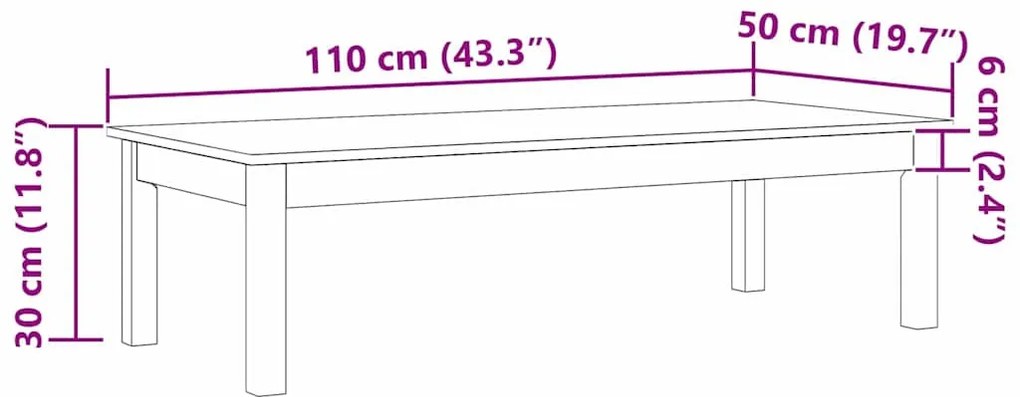 vidaXL Dohányzóasztal Max Barna 110 x 50 x 30 cm Tömör fenyőfa