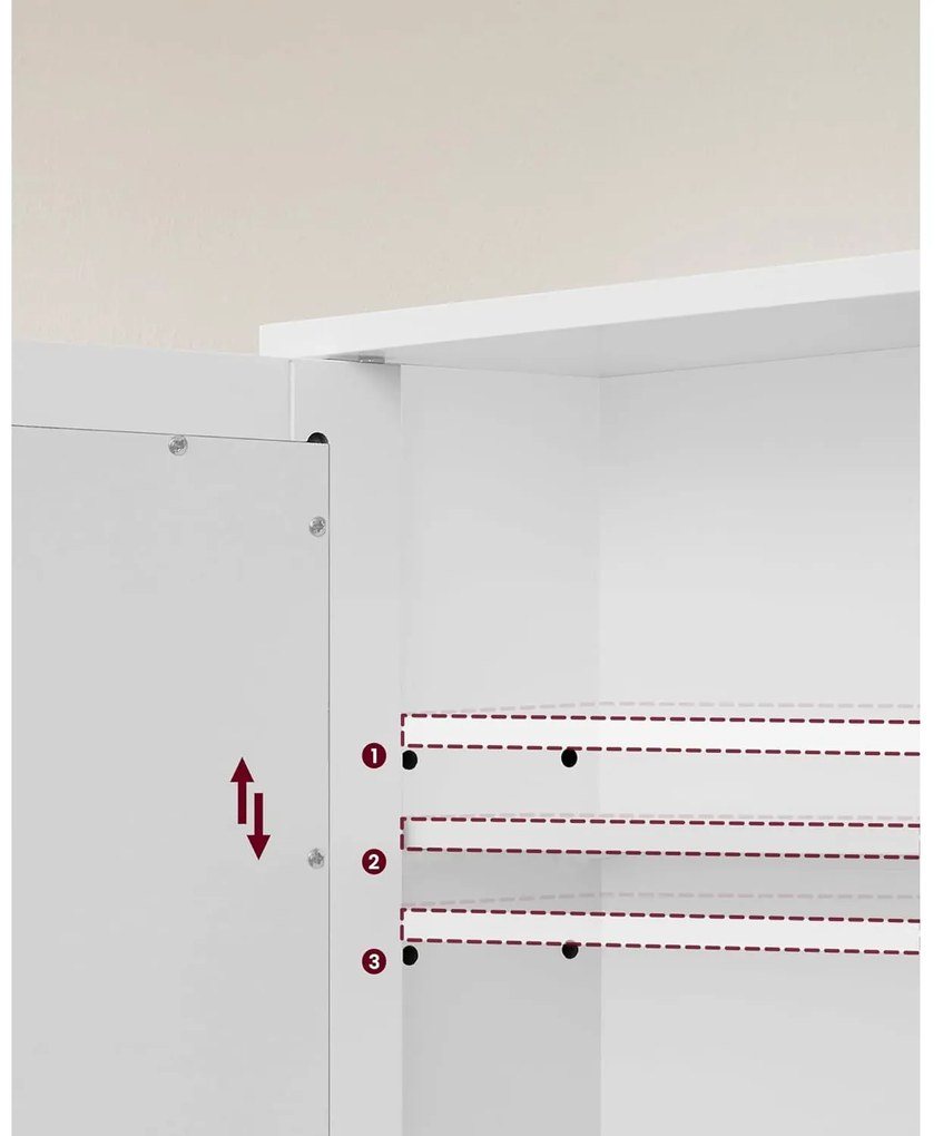 Fali dupla tükrös fürdőszoba szekrény, fehér 56x13x58cm