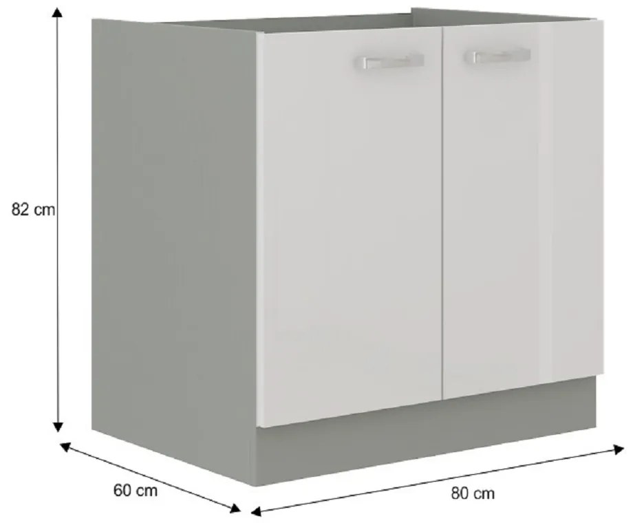 Alsó konyhaszekrény 80 D 2F BB Pleitton (fényes fehér). 1015559
