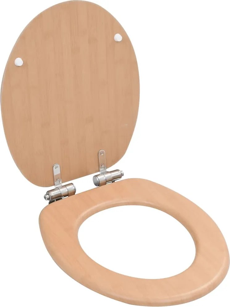2 db bambuszmintás MDF WC-ülőke lassan csukódó fedéllel