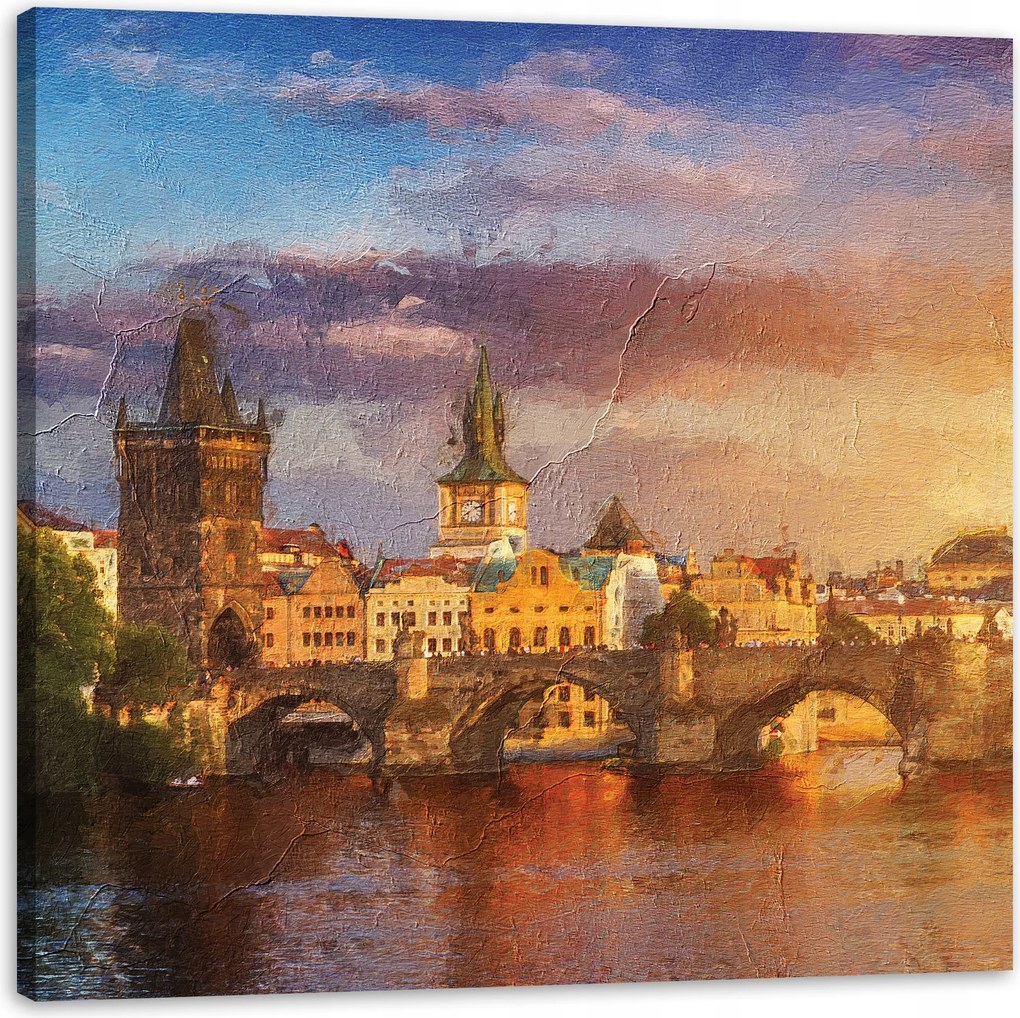 Vászonkép Olajfestmény Város Stílus Művészet Építészet 80X80 cm