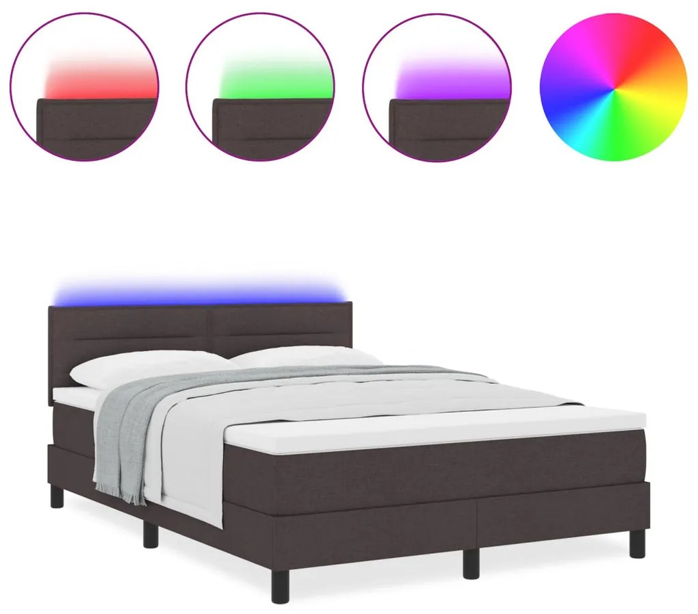 vidaXL Boxspring Ágy Mattal és LED Fekete-Nehéz 140x200 cm Szövet