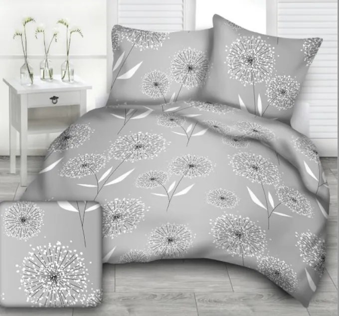Krepp ágynemű Pitypang Feher TiaHome - 1x Párna 90x70cm, 1x Paplan 140x200cm