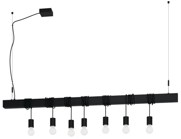 Eglo 39938 - Csillár zsinóron TOWNSHEND-B 7xE27/40W/230V fekete