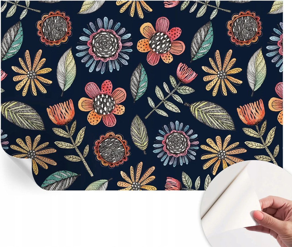 Fotótapéta Öntapadós Dekoratív tapéta Virágos mozaik 104x70 cm