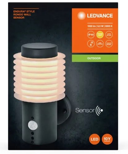 Ledvance - LED Kültéri fali lámpa érzékelővel RONDO LED/9,5W/230V IP44