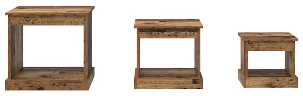Dohányzóasztal 3 pcs Öreg fa Faanyag