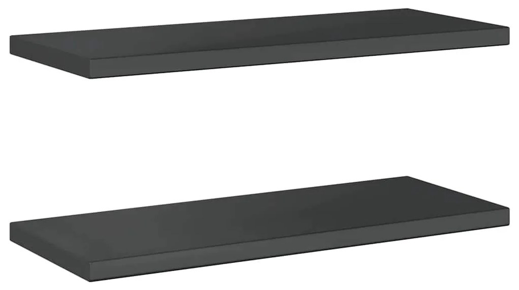 2 db fekete rozsdamentes acél fali polc 75 x 30 x 3 cm