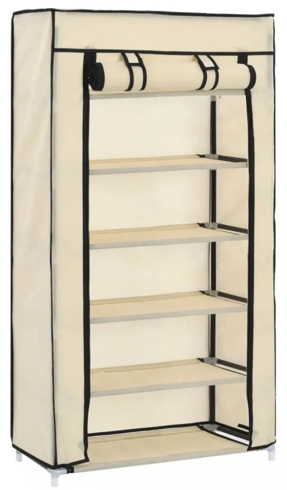 krémszínű szövet cipőszekrény borítóval 58 x 28 x 106 cm