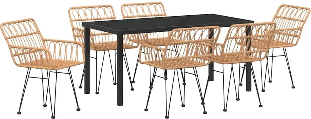 vidaXL Kert étkező szett 7 pcs Barna Porszórt acél