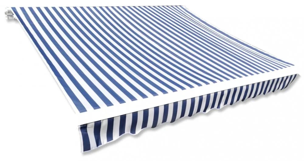 kék/fehér vászon napellenző tető 6 x 3 m (a váz nem tartozék)