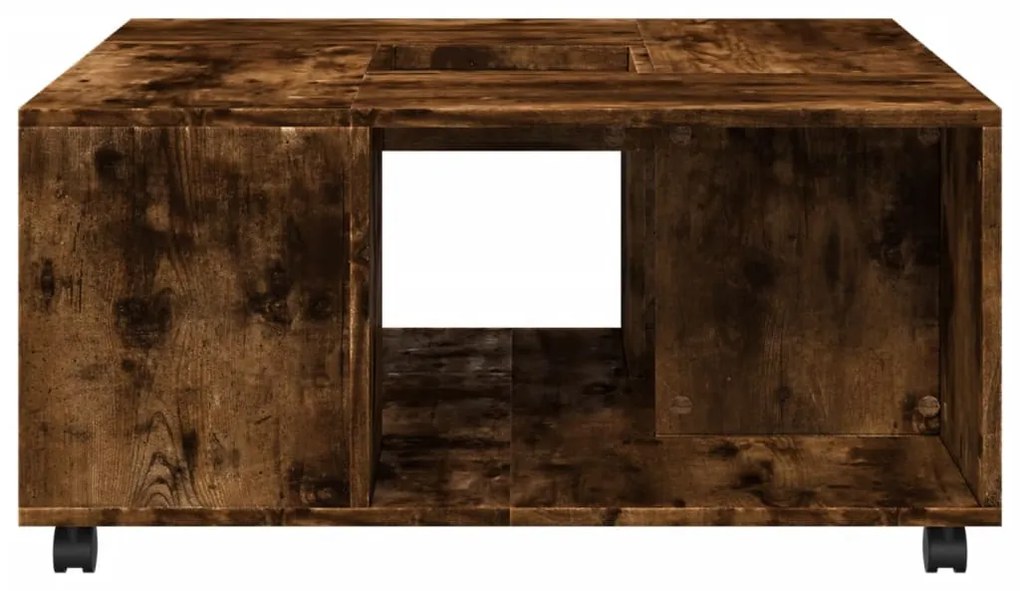 Füstös tölgy színű szerelt fa dohányzóasztal 80x80x40 cm