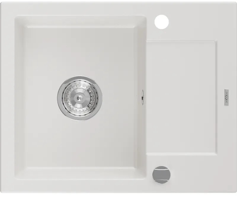 Mexen Enzo 1-medencés gránit mosogató rövid edényszárítóval 576 x 465 mm, Fehér - 6506571005-20
