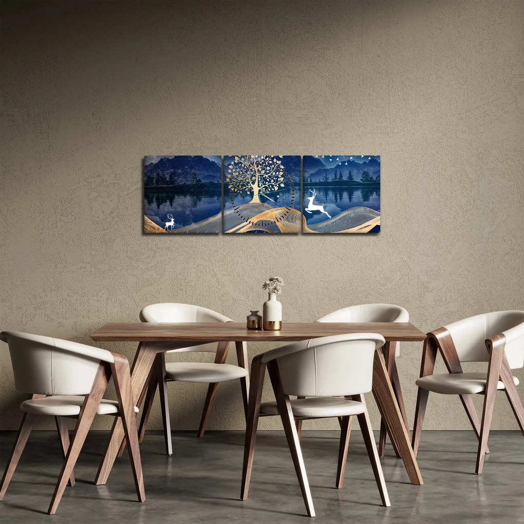 Szarvas képe teliholdkor (órával) (90x30 cm)