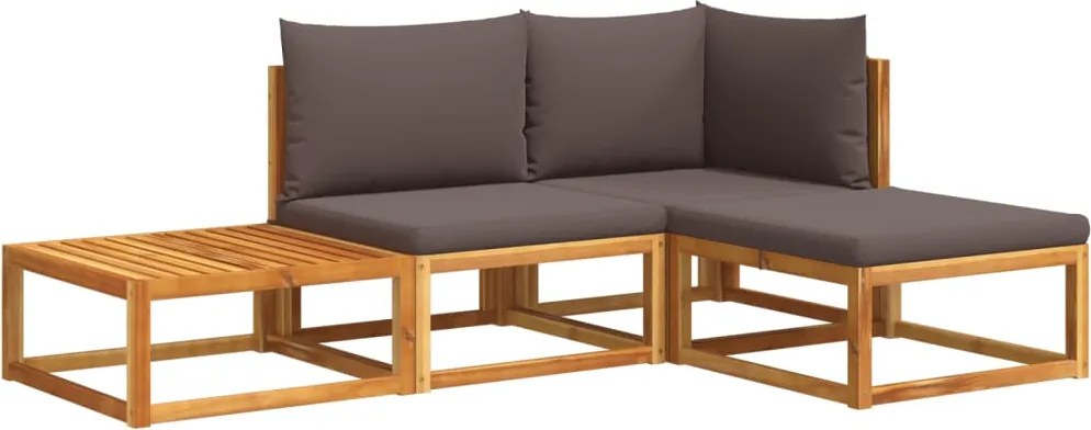 vidaXL 4 részes kerti kanapégarnitúra párnákkal, akácfa és kötél