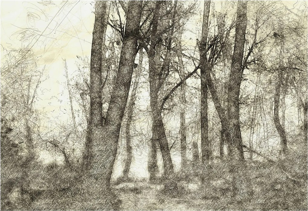 Fotótapéta Flizelin a ház szobájába 3D Erdei melankólia 152x104 Ragasztó