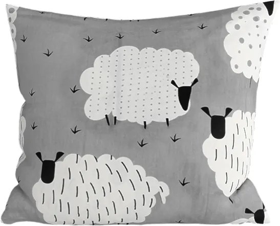 Pamut párnahuzat SHEEP POLY 45x45 cm, szürke