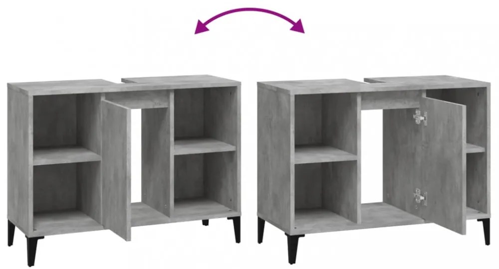 vidaXL betonszürke szerelt fa mosdószekrény 80 x 33 x 60 cm