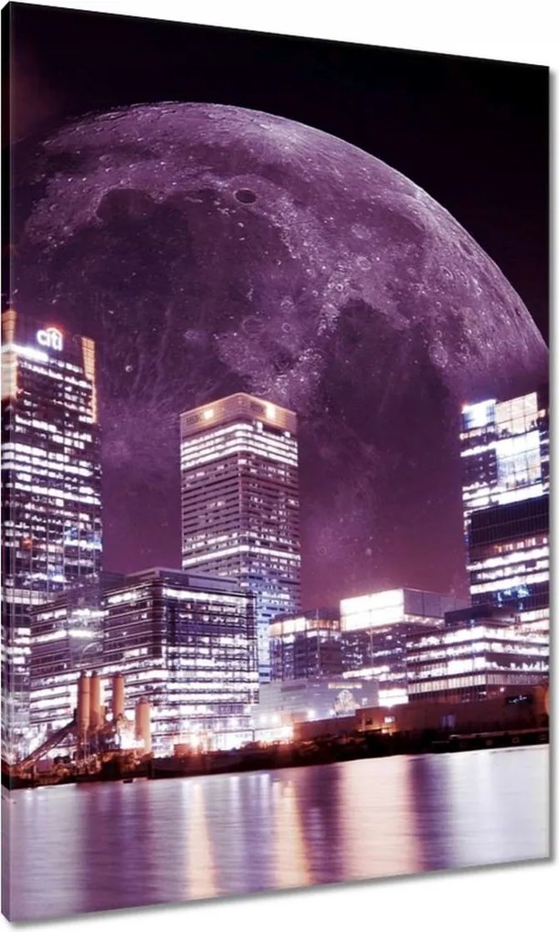 Vászonkép 70x100 Lila város éjszaka