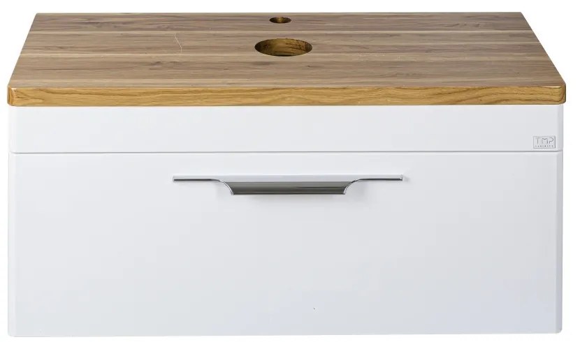 TMP MOON 90 cm fehér - natúr dió - fali fürdőszobabútor - mosdó nélkül - Top Counter mosdókhoz