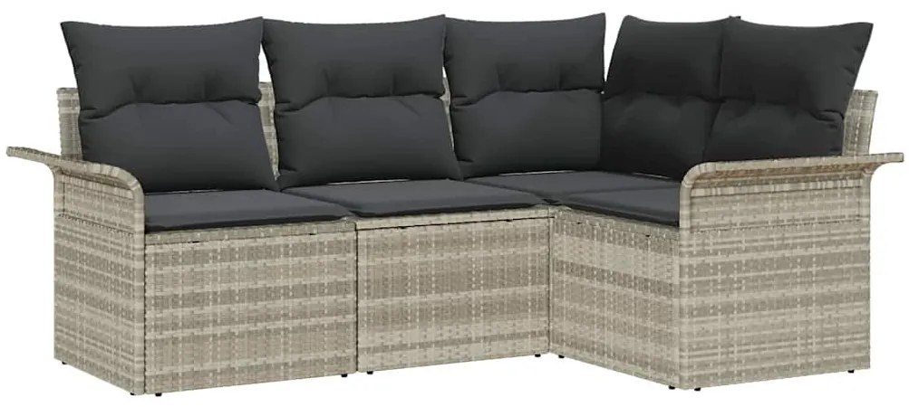 Kerti Kanapé Szett párnával 4 pcs Világosszürke Poli rattan