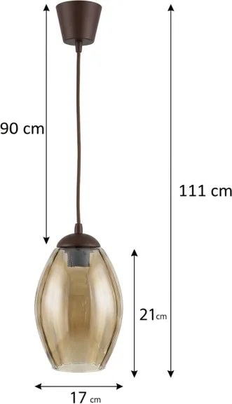 Brilagi - LED kábeles függőlámpa R GLASS 1xE27/60W/230V Ø 17 cm barna/füstbézs