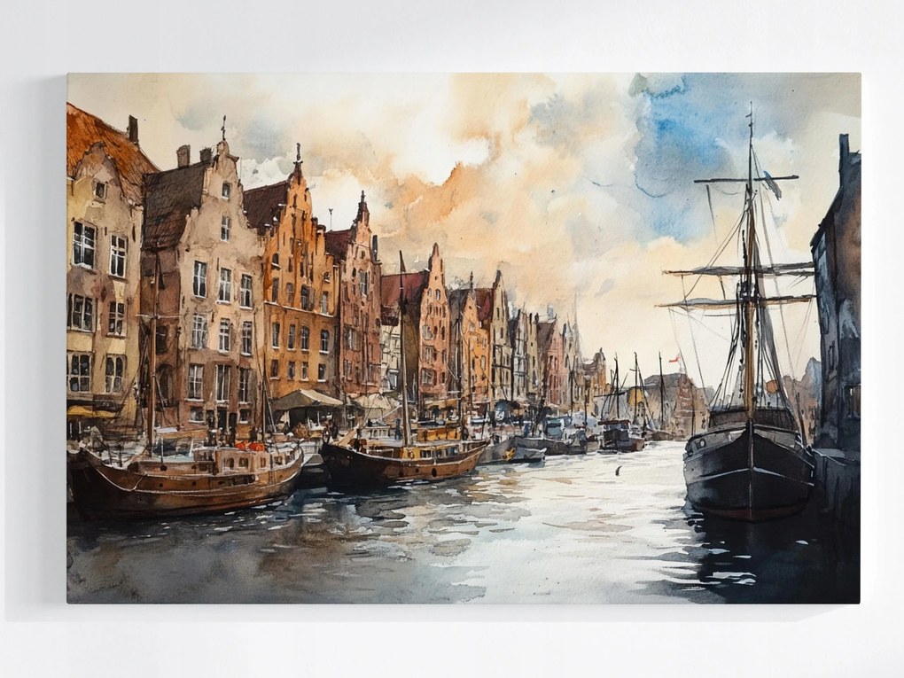 Canvas Vászonkép Gdańsk Óváros Vitorlások Csatorna Motława 120x80
