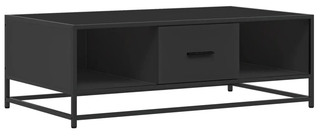 Fekete szerelt fa és fém dohányzóasztal 100 x 57 x 35 cm