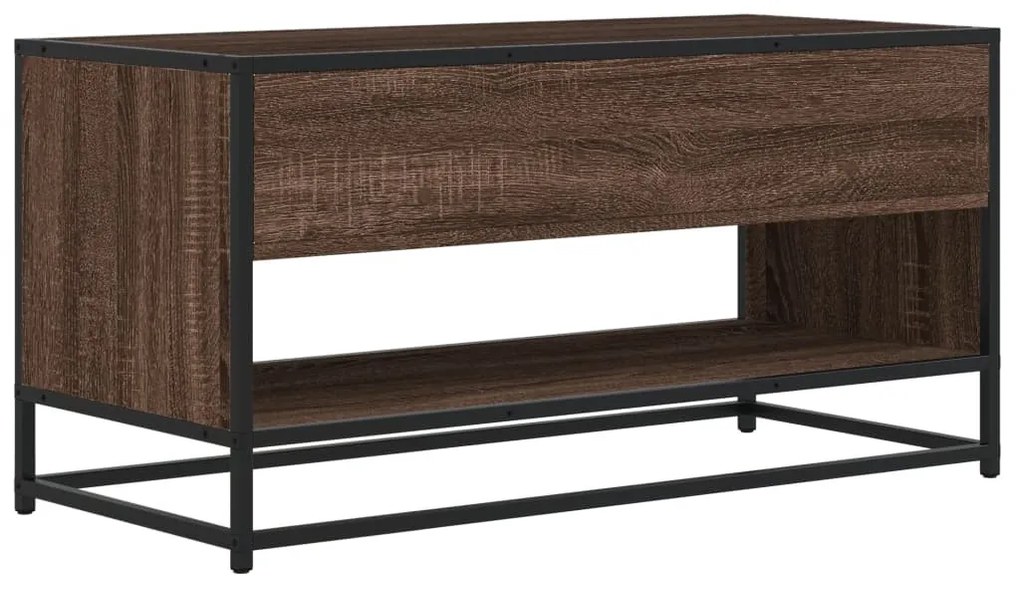 barna tölgy színű szerelt fa és fém TV-szekrény 91x40x46 cm