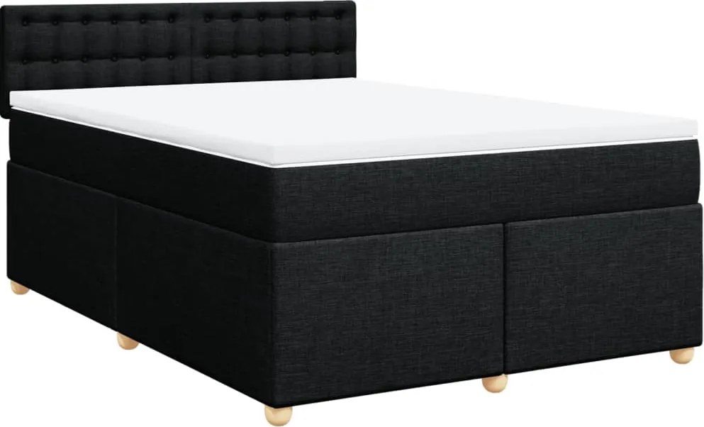 vidaXL fekete szövet rugós ágy matraccal 140 x 190 cm