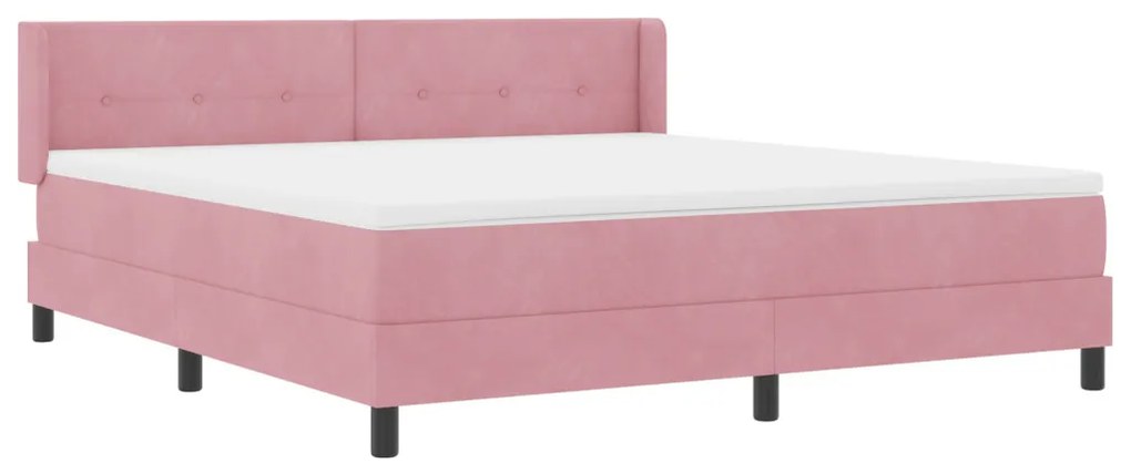Boxspring Ágy Matrac Fészek Rózsaszín 180x200 cm Bársonyos