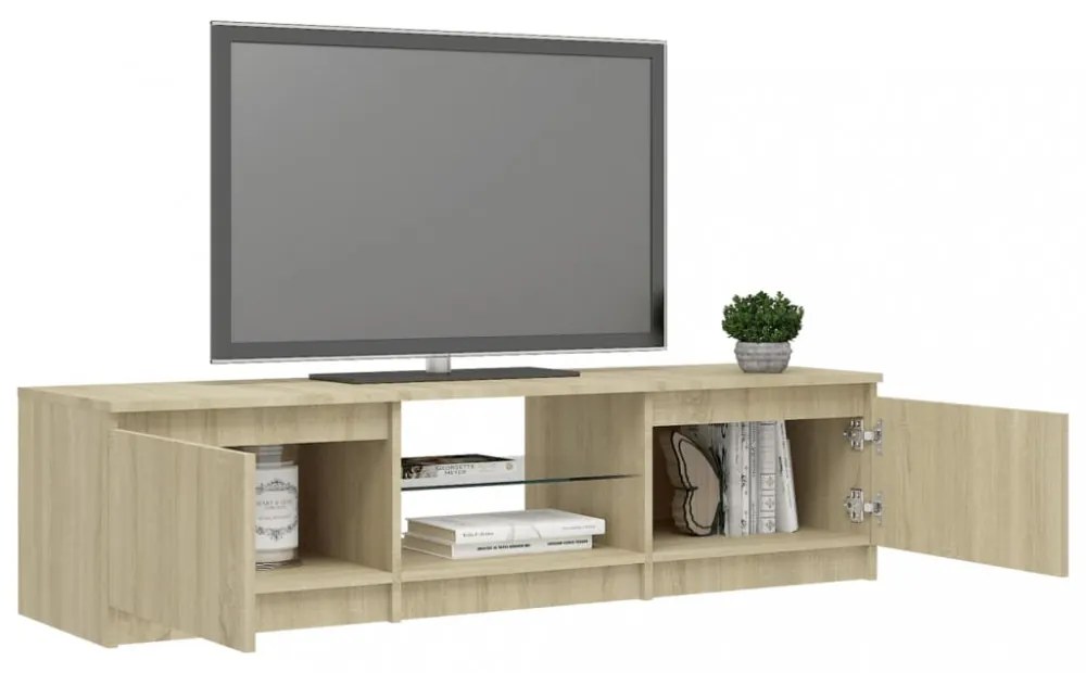 sonoma tölgy színű TV-szekrény LED lámpákkal 140x40x36 cm