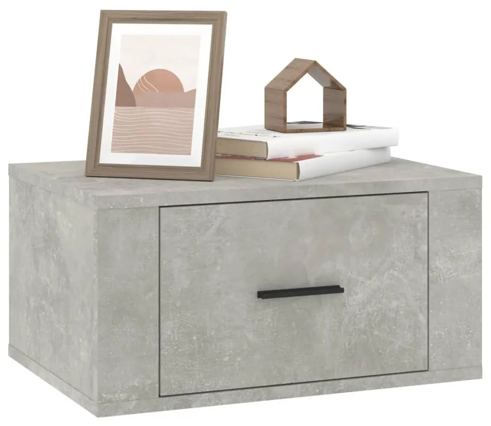 2 db betonszürke falra szerelhető éjjeliszekrény 50x36x25 cm